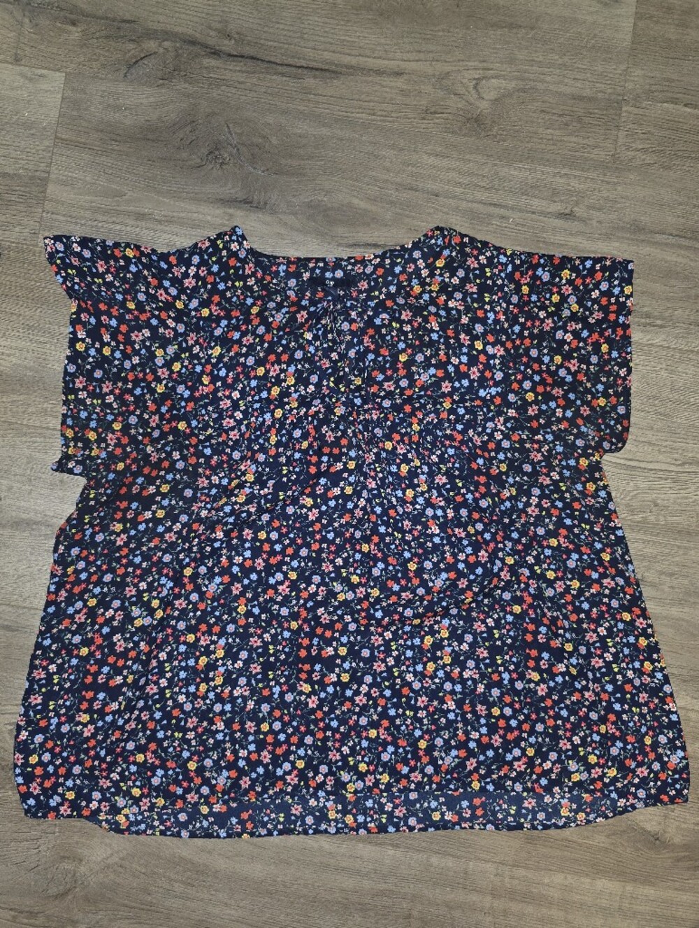 Gap Floral Navy Babydoll Tunic Top XL Cottagecore